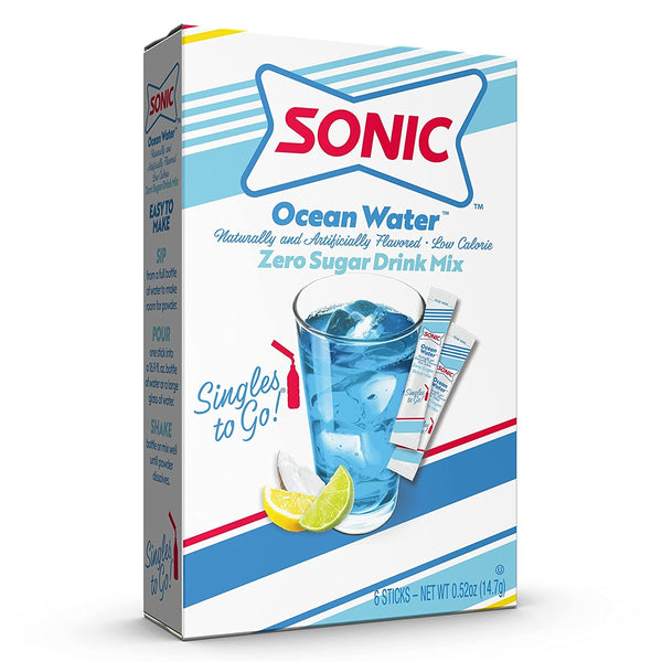 Sonic Singles to Go Powdered Drink Mix, Ocean Water, 6 CT (Pack