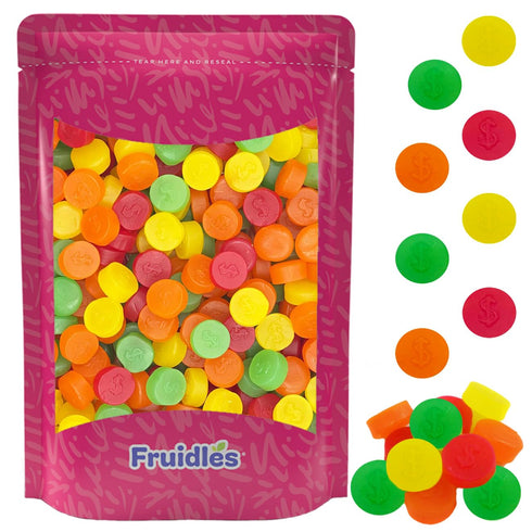 Fruidles Assorted Fruit Juju Coins, Delicious Jelly Gummy Candy, Fun and Festive