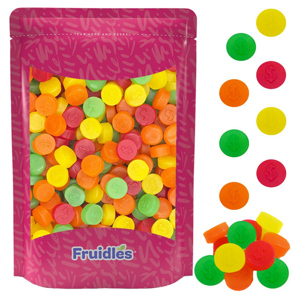 Fruidles Assorted Fruit Juju Coins, Delicious Jelly Gummy Candy, Fun and Festive