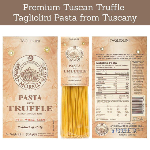 8.8 oz 250 (2 Pack) Morelli Truffle Tagliolini Italian Pasta - Gourmet Organic Pasta Noodles Handmade in Small Batches