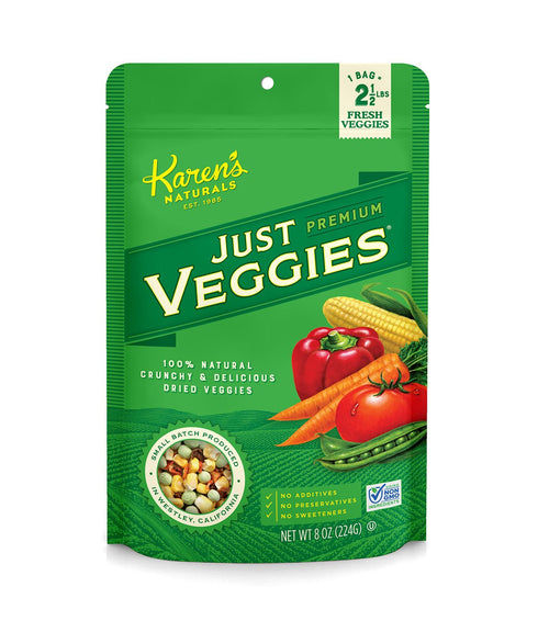 Karens Naturals Freeze Dried Mixed Vegetables, 8 oz, No Sugar Added, Healthy