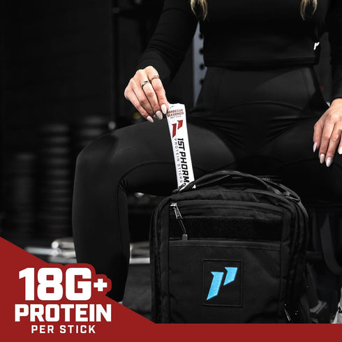 1st 18g 15 Count Phorm Meat Sticks, Seasoned BBQ Protein Snacks, Protein Per Serving, Pork & Beef Sticks, Healthy