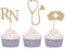 Medical Theme Cupcake Toppers, Nursing Nurse School Graduation Party Decorations - Gold