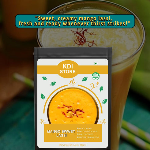 Store 65g, KDI Mango Sweet Lassi, Ready to Eat Freeze-Dried Yogurt Drink Mix, USDA Organic Certified