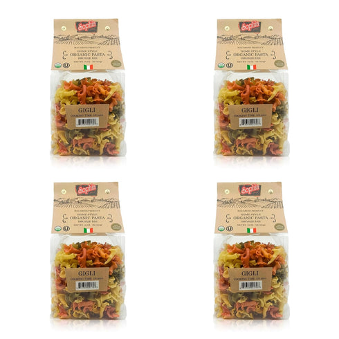 Sophia Foods Four-Color Bronze Dye Gigli Pasta, 1lb Bag (4-Pack) - Organic,