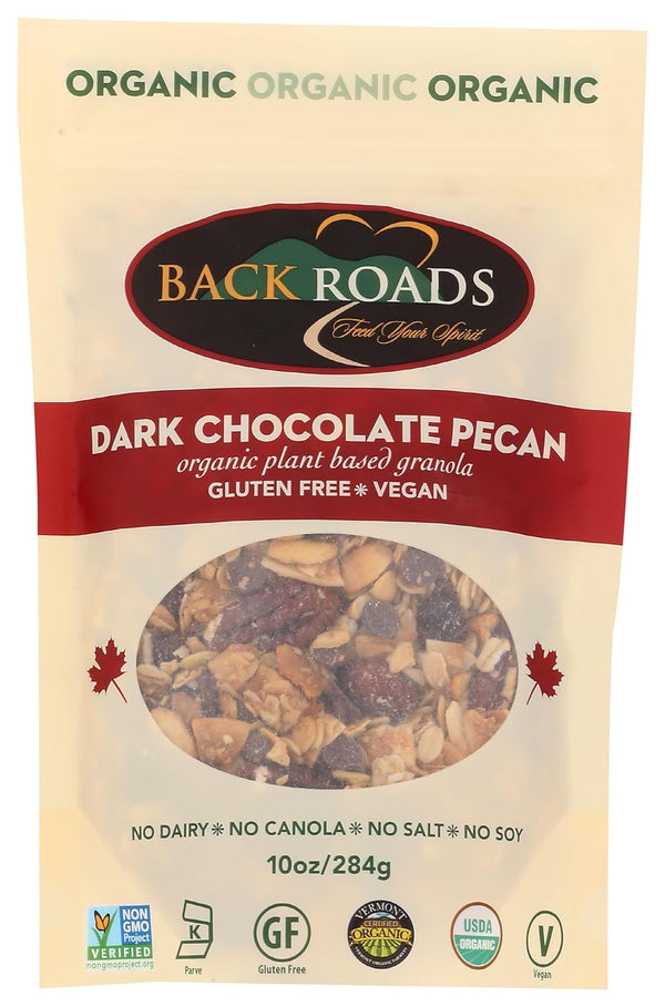 BACK ROADS Organic Dark Chocolate Pecan Granola, 10 OZ