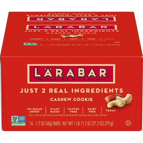 1.7 oz 16 Larabar Cashew Cookie, Gluten Free Vegan Fruit & Nut Bar, Bars Ct