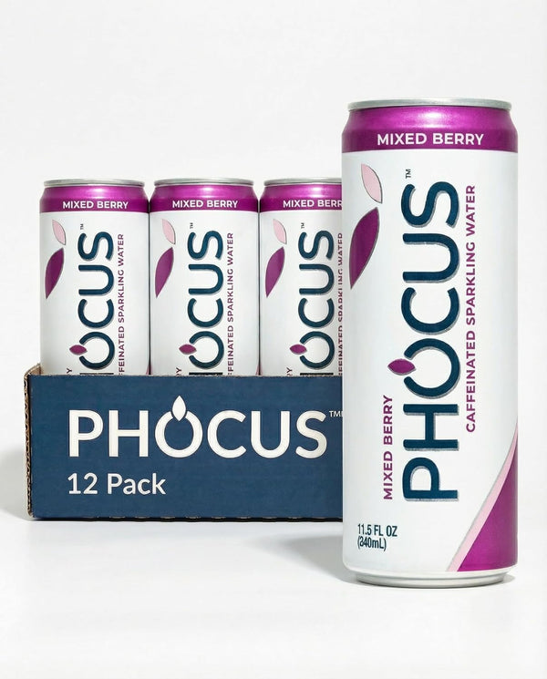 Phocus Caffeinated Sparkling Water - Mixed Berry - Clean Energy with Caffeine