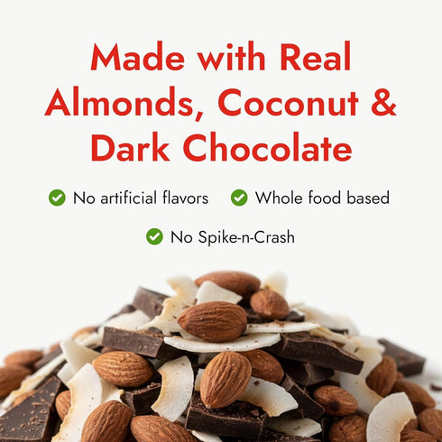 10 Count, 7.05oz 8g Happy Wholesome Almond Coconut Chocolate Protein Balls, Bag, Protein per Serving, Individually