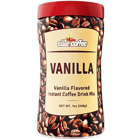 7oz (3 Pack) Elite Instant Coffee Vanilla Flavored Drink Mix Gluten Free, Resealable Tin Bottle