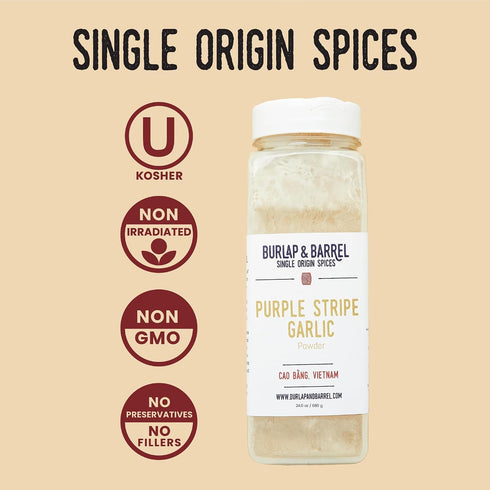 24oz Burlap & Barrel Purple Stripe Garlic - Alternative to Fresh Granulated Garlic - Savory Sweet Flavor for Tomato