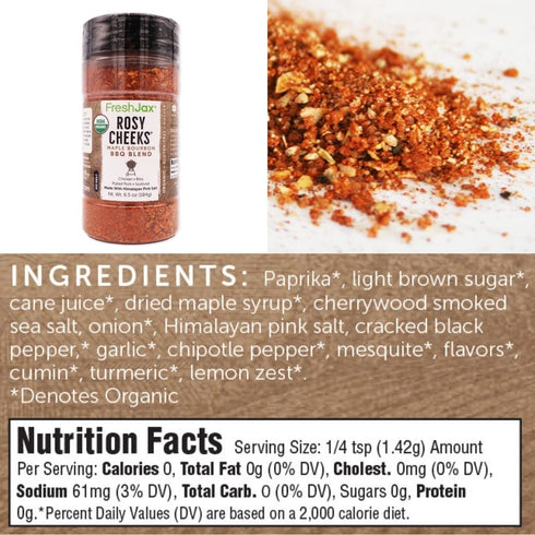 FreshJax Organic Maple Bourbon BBQ Rub Blend, Large 6.5oz Gift Box Included Plant-Based Low Sodium Gluten-Free