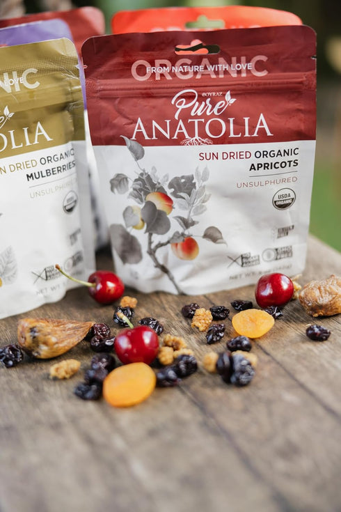 5 oz 6 Pack Pure Anatolia Turkish Organic Dried Apricots - Sun Dried Apricots No Sugar Added - Unsulfured Organic Fruit