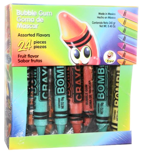 Bombi Crayon Mexican Chewing Gum, 24 Individually Sealed Packs in Box