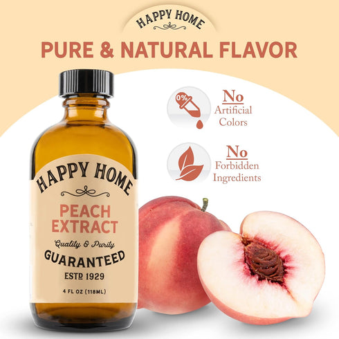 Happy Home Natural Peach Flavor, Premium, Certified Kosher, 4 oz.