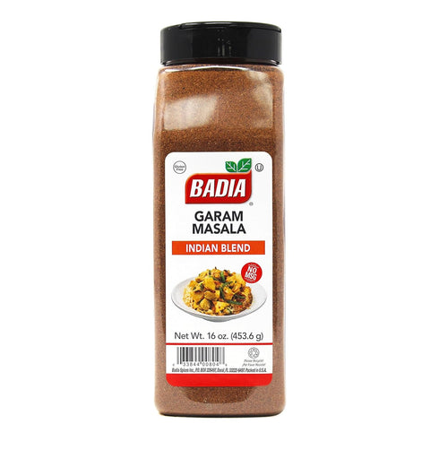 16 oz Badia Garam Masala Indian Blend, All Natural Aromatic Indian Spice Mix Gluten Free, MSG Free, Kosher