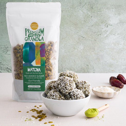 San-J Koji Matcha Granola - Made with Real Matcha Powder - Vegan - Gut-Friendly - No Added Sugar - Made With Premium