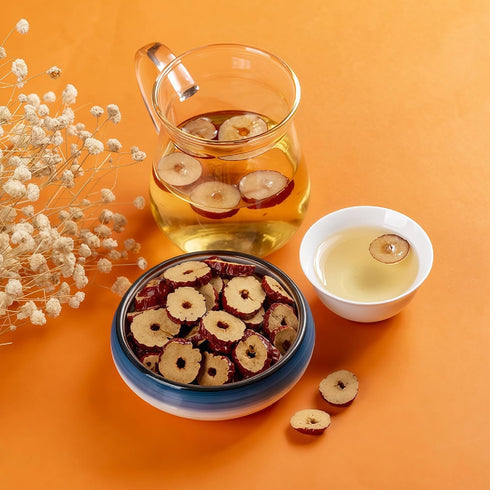WJDDMGO 1.1lb/500g oz Pure Jujube Product, Dried Red Dates Slices, Pitted Seedless Sweet Crispy Dates, for Brewing Tea