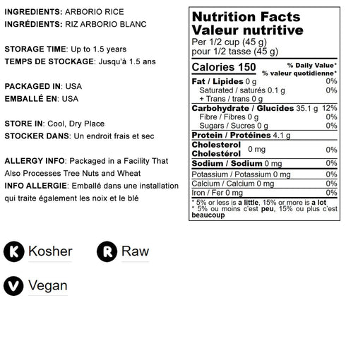 10 Food to Live Italian Arborio Rice, Pounds Short Grain White Rice, Superfino Grade, Vegan, Kosher, Bulk, Ideal