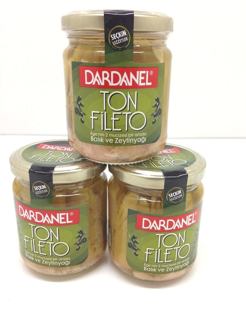 Dardanel Ton Tuna Fish in Olive Oil, Fileto, 3 Bottle of Tuna, Turkish
