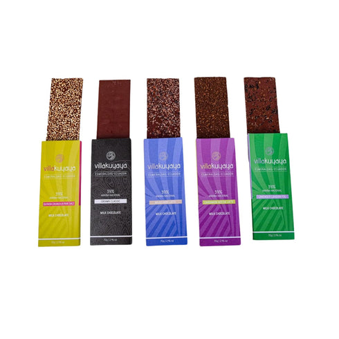 39% (Pack 1) Villakuyaya Quinoa Crunch & Pink Salt Milk Chocolate Smooth Ecuadorian Cacao with Toasted Quinoa