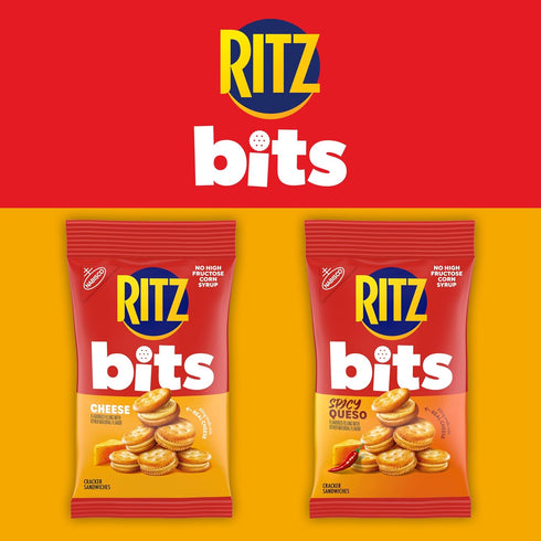 Pack, 12-3 oz RITZ Bits Cheese and Spicy Queso Cheese Sandwich Crackers Variety Snacks for Kids and Adults, Lunch