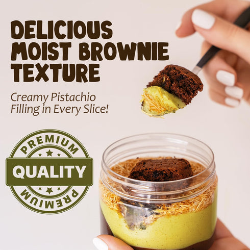 14.1 oz Dubai Chocolate Pistachio Brownie Cake | Rich, Moist Dessert with Premium Pistachios | Handmade Luxury Gift