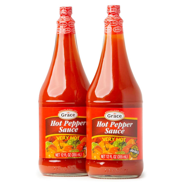 Grace Hot Pepper Sauce 12oz - 2 Pack Hot Sauce Bottles -
