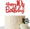 Red Glitter Happy 10th Birthday Cake Topper, Cheers to 10 Years Party Supplies, 10th Birthday Decorations