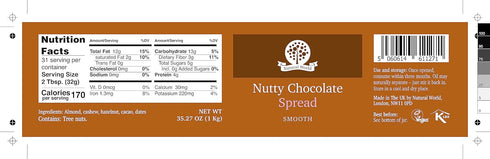 35 Oz (1kg) Nutural World - Smooth Nutty Chocolate Spread