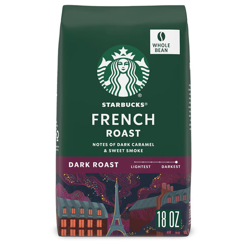Starbucks Whole Coffee Beans, Dark Roast Hot or Iced Coffee, French Roast,