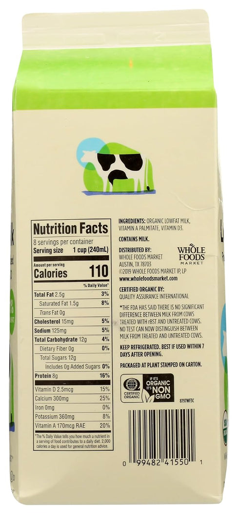 365 by Whole Foods Market 1% 64 oz , Organic Lowfat Milk, fl