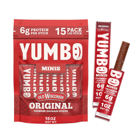 YUMBO Original Mini Summer Sausage Sticks, High Protein Snacks, Gluten-Free, Low Carb,