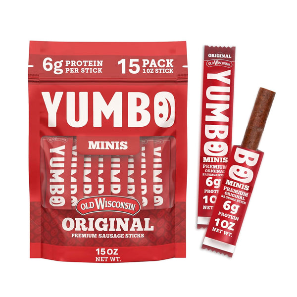 YUMBO Original Mini Summer Sausage Sticks, High Protein Snacks, Gluten-Free, Low Carb,