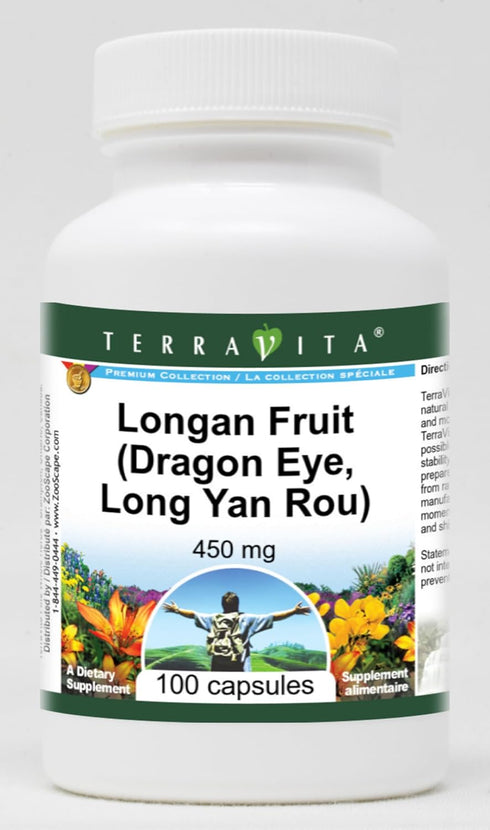Terravita Longan Fruit (Dragon Eye, Long Yan Rou) - 450 mg (100 Capsules,