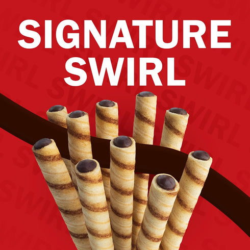 14oz 6Pk Pirouline Rolled Wafers Dark Chocolate Rolled Wafer Sticks Bundled with Serving Tongs, Crme Filled Wafers