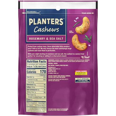 KD Chocolates 5 Oz PLANTARS Cashews Rosemary & Sea Salt, Party Snacks, Bag