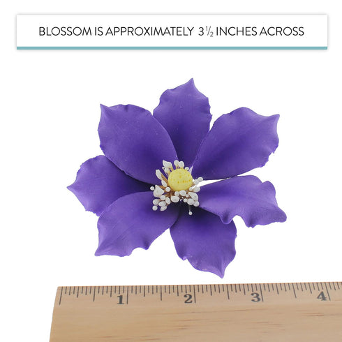 3 Count Global Sugar Art Clematis Sugar Cake Flowers, Light Purple, by Chef Alan Tetreault