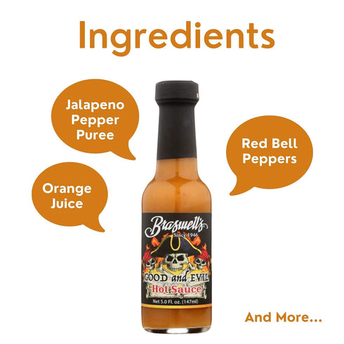 5 Pack 1 Braswells Good and Evil Hot Sauce, Ounce