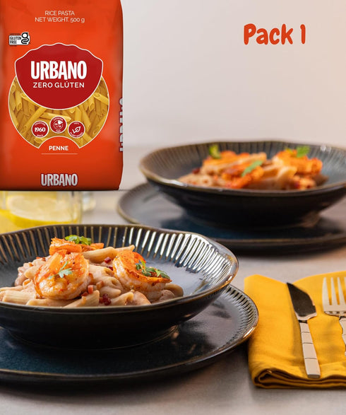URBANO 17.6 oz (500g) Pack 1 Gluten Free Penne Pasta Gluten-Free Noodle Light, Healthy, and Easy to Digest Wheat-Free