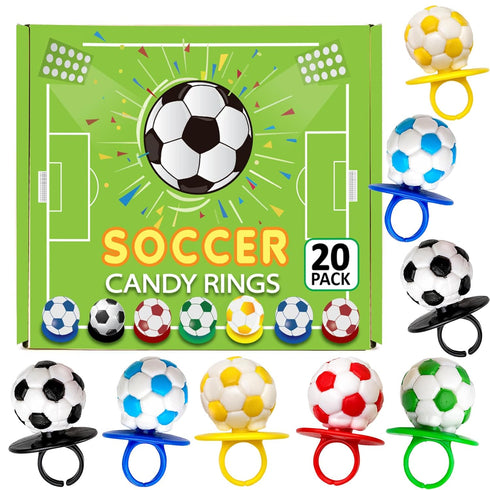 Soccer Candy 3D Rings Bulk Individually Wrapped Suckers 20 Count Soccer Party