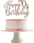 Happy 70th Birthday Cake Topper Rose Gold Glitter, 70th Birthday Cake Decorations for Women, 70th Anniversary Cake