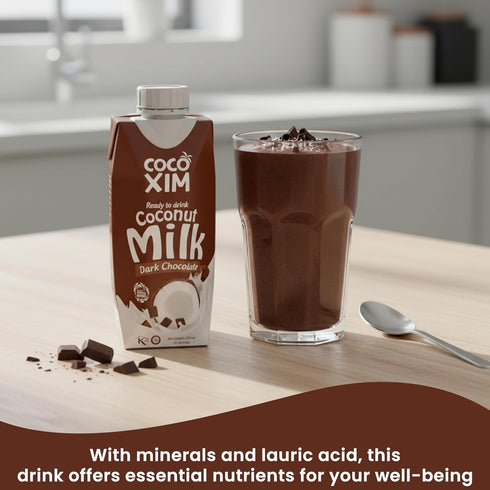 11 oz (Pack 12) 100% COCOXIM Ready to Drink Dark Chocolate Coconut Milk of | Vegan & Plant Based |Halal & Kosher