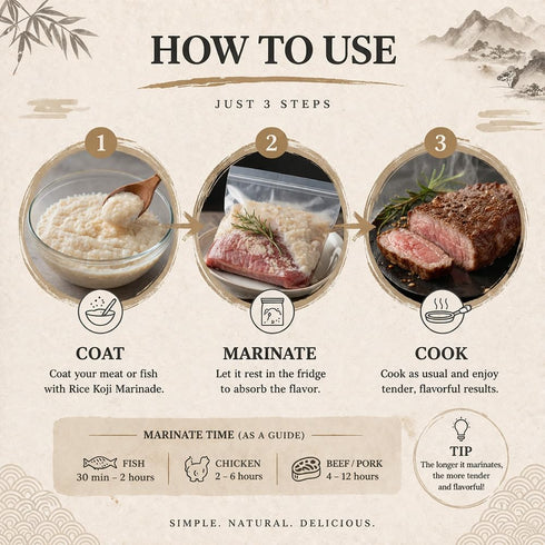 Store 100% 300g (10.58oz) Fermented Rice Koji Paste (Shio Koji) Japanese Rice, Natural Meat Tenderizer & Umami