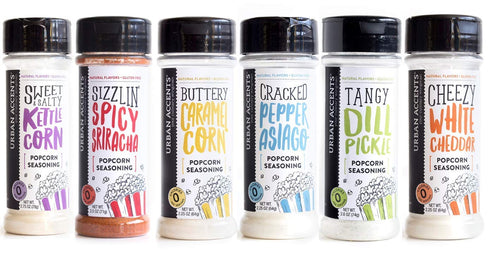 Urban Accents Gourmet Popcorn Seasoning Variety Pack, All Natural (6 Flavors) - Dill Pickle,