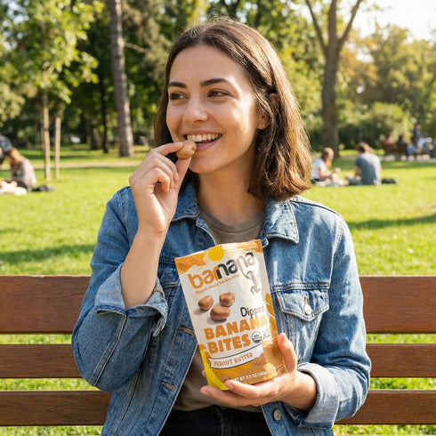 3.5 (Pack 3) Barnana Organic Peanut Butter Dipped Chewy Banana Bites, Ounce Bag