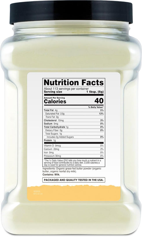 (1.5 LB) Nutricost Organic Grass-Fed Butter Powder - GMO-Free, Gluten-Free