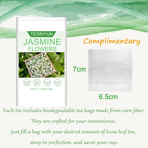 TEORIYUN 100% Dried Jasmine Flowers - Natural Jasmine Tea Edible Flowers - Non-GMO - Making Tea, Baking