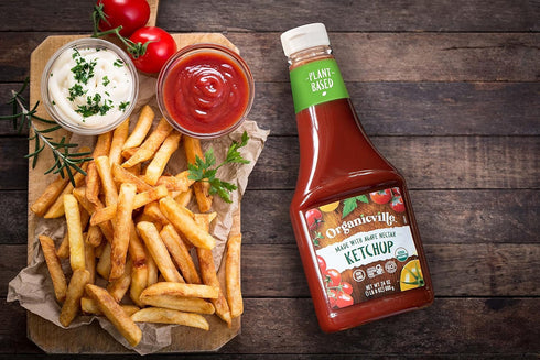 24 Oz, 4-Pack Organicville Organic Ketchup - Tomato Ketchup, Gluten Free, Non-GMO, Vegan, USDA Organic, Made with Agave