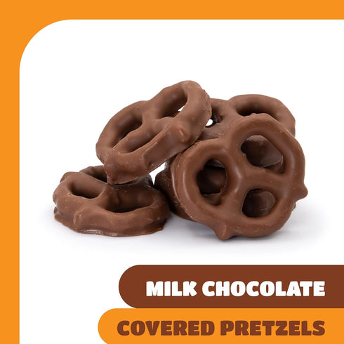 5 Pack Milk Chocolate Pretzels - Pound Bulk - Chocolate-Covered Pretzels for Office Bowls, Snacking, and Gifting